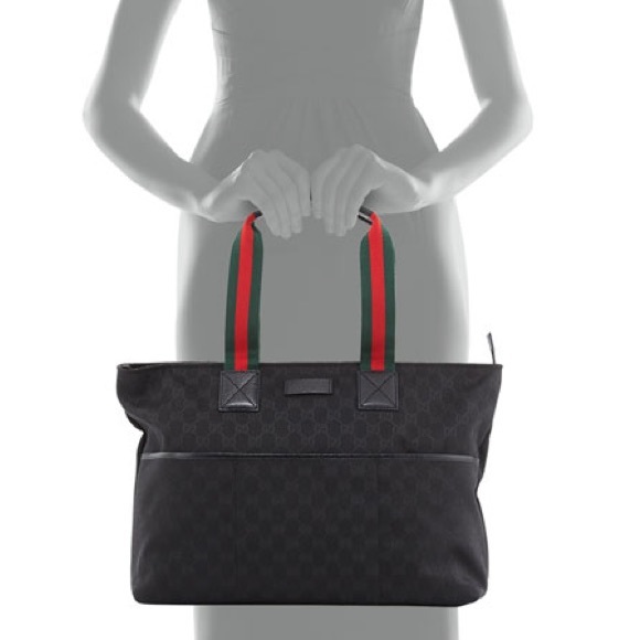 Gucci Black GG Canvas Web Large Tote - Picture 2 of 7